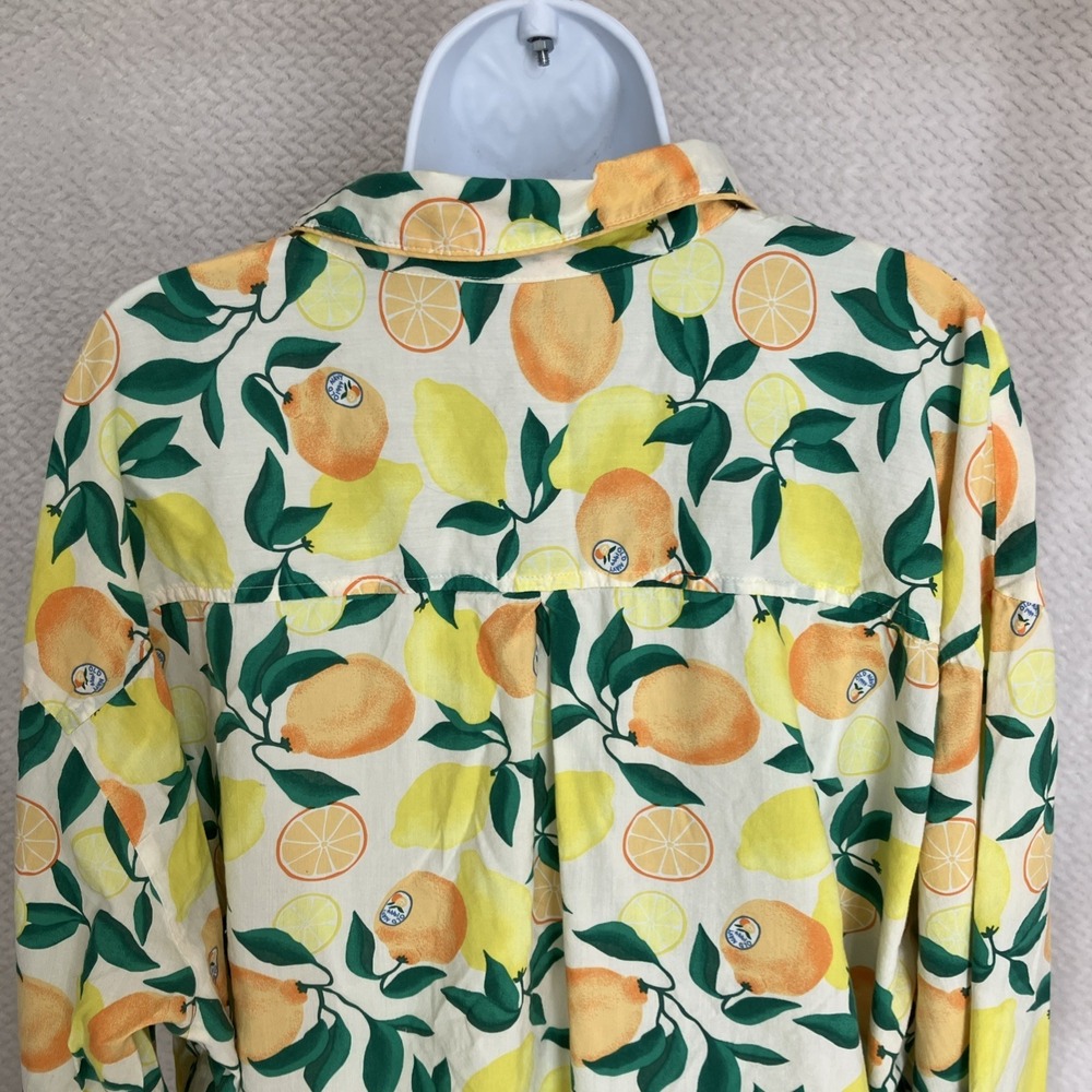 Old Navy Women Top XL Tall Citrus Fruit Button Up Lemon Lightweight Summer Vibes - Picture 7 of 10
